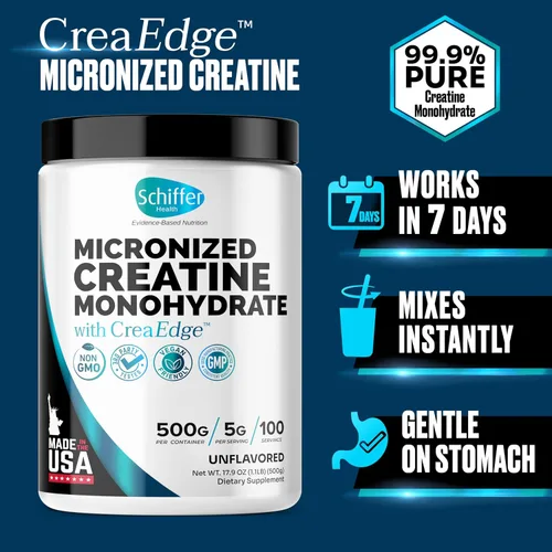 Miniatura 2 de Monohidrato de creatina en polvo 17.64 oz – Apoya el crecimiento muscular, la fuerza y la función cognitiva*, 0.17 oz por porción – 100 porciones