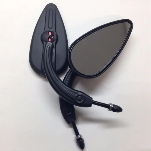 Miniatura 3 de HONGK - Espejos de aluminio negro con forma de lágrima de calavera y emblema zombi compatibles con Sportster 883 Deluxe XLH883 1999-2003 [B01BI8R1WW]