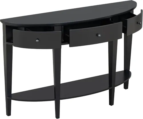 Miniatura 3 de LUMISOL Mesa consola de entrada Half Moon con 3 cajones de almacenamiento y estante, mesa de sofá detrás del sofá para sala de estar, vestíbulo