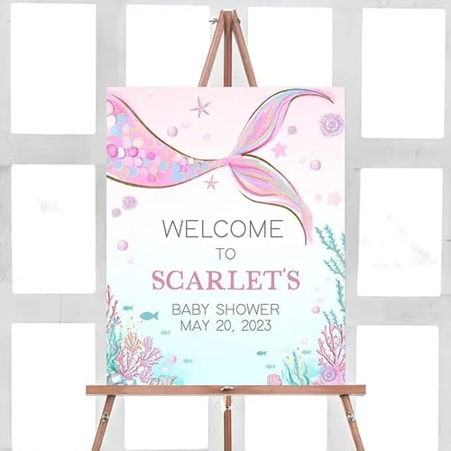 Miniatura 10 de Personalized It’s A Girl Baby Shower Welcome Sign, Custom Floral Girl Baby Shower Sign with Stand for Entryway Decor, Sweet Baby Shower Party Sign