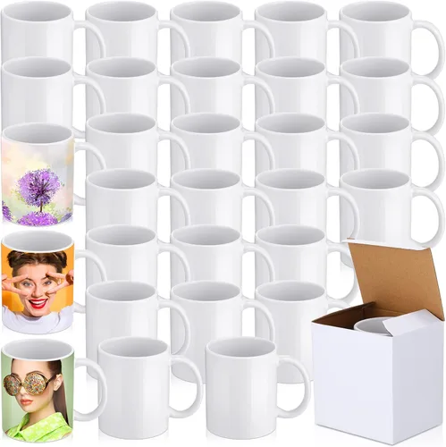 Irenare Paquete de 30 tazas de sublimación a granel para regalos de graduación, tazas de café de sublimación de 11 onzas, taza blanca con