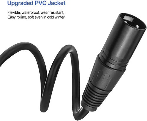 Miniatura 4 de Cable DMX de 3.2 pies, 10 cables de señal DMX de 3.3 ft, cables de señal, cable de señal XLR macho a hembra de 3 pines con conectores de metal