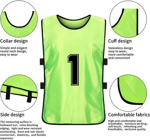 Miniatura 2 de Scrimmage - Chaleco de entrenamiento de equipo deportivo con pinnies reversibles numerados para equipo de fútbol para niños, jóvenes y adultos