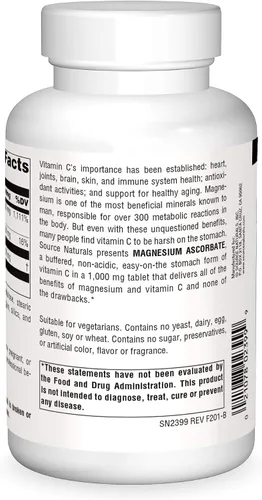 Miniatura 2 de Source Naturals Ascorbato de magnesio, vitamina C suave no ácida, 1000 mg - 120 tabletas