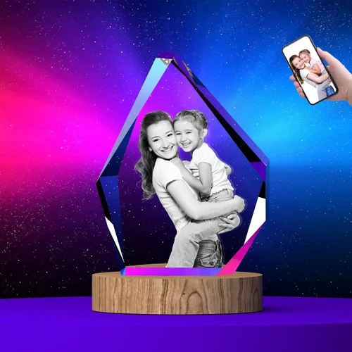 Miniatura 10 de Foto de cristal 3D, regalos personalizados para mujeres, ella, esposa, hombres, mamá, marido, gran regalo personalizado con tu propia foto, Retrato