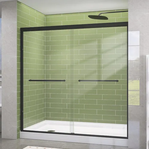 Miniatura 29 de GETPRO Puerta de ducha corrediza de 44-48 pulgadas de ancho x 72 pulgadas de alto, puertas correderas dobles sin marco para ducha, puerta de vidrio