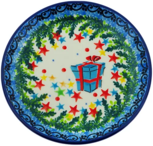 Miniatura 9 de Polmedia Polish Pottery Mini plato, placa de posavasos UNIKAT - Un patrón de cuento de hadas de flores hecho a mano en Boleslawiec Polonia por