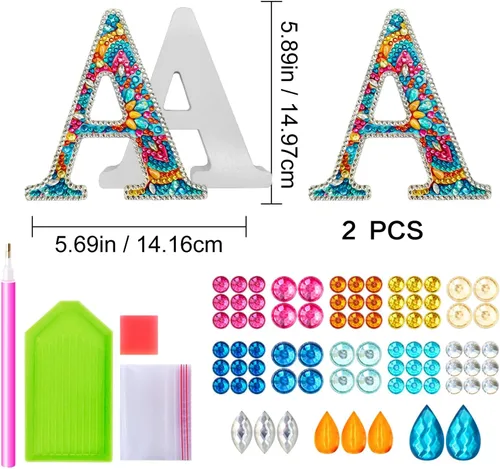 Miniatura 6 de YOYA Letras de Artesanía de Madera con Arte de Diamantes 5D de 6 Pulgadas para Decoración de Pared, Kits de Arte de Diamantes de Letras de A