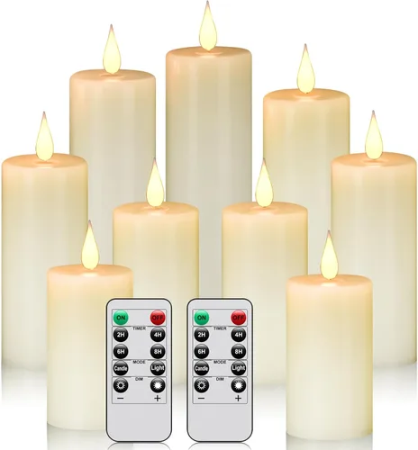 Miniatura 8 de Paquete de 2 velas de plástico sin llama para exteriores con control remoto y temporizador, velas LED parpadeantes que funcionan