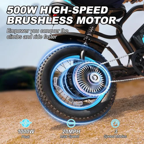 Miniatura 3 de AVDLBIKE Bicicleta eléctrica, bicicleta eléctrica de 16 pulgadas con neumáticos gruesos para adolescentes/adultos, bicicleta eléctrica pequeña