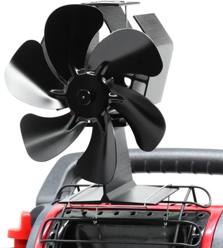 Ventilador de estufa de leña alimentado por calor, ventilador termoeléctrico de 6 aspas de funcionamiento silencioso de aluminio con soporte fijo en