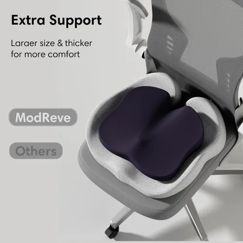 Miniatura 4 de Cojín de asiento de espuma viscoelástica para silla de oficina, automóvil, silla de ruedas y avión – Almohada de alivio del dolor de ciática, coxis