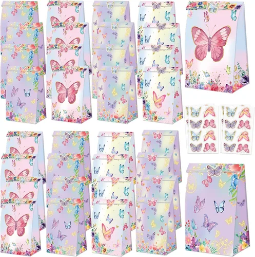 Miniatura 8 de XJLANTTE 40 bolsas de regalo de sirena, bolsas de recuerdo de fiesta bajo el mar con calcomanías para la cola, bolsas de fiesta para niños y niñas
