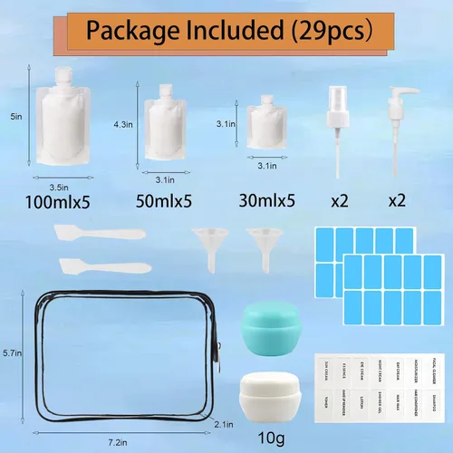 Miniatura 6 de 29 bolsas de viaje recargables de tamaño de viaje, bolsas de viaje vacías aprobadas por la TSA para artículos de tocador, contenedores de viaje