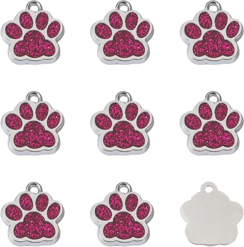 Miniatura 14 de Abalorio esmaltado con estampado de pata de perro y gato con purpurina en polvo de aleación de esmalte de gato y perro, dijes para llavero, joyería