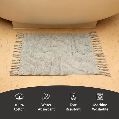 Miniatura 3 de Folkulture Alfombras de baño (24 x 17) Alfombras de baño Alfombra de baño o ducha 100% algodón Alfombra antideslizante para bañera Alfombra