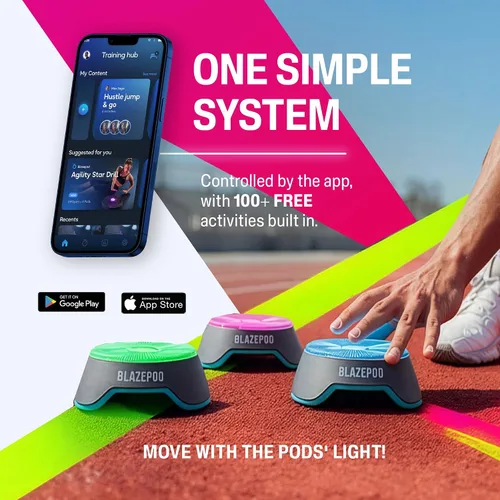 Miniatura 7 de BlazePod Kit de entrenamiento de reacción Smart Pods para ejercicios de velocidad, agilidad y cognitivos, entrenamiento profesional para atletas