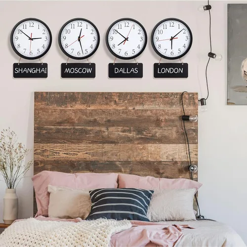 Miniatura 2 de Relojes de pared silenciosos con pizarras y marcador, relojes redondos de varias zonas horarias a pilas para el hogar, cocina, escuela, oficina