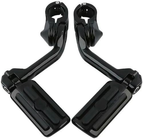 Miniatura 13 de TCT-MOTORPARTS Estriberas negras de 1/4 de pulgada y 1.25 pulgadas, estriberas ajustables para motocicleta en ángulo largo para Harley Touring Road