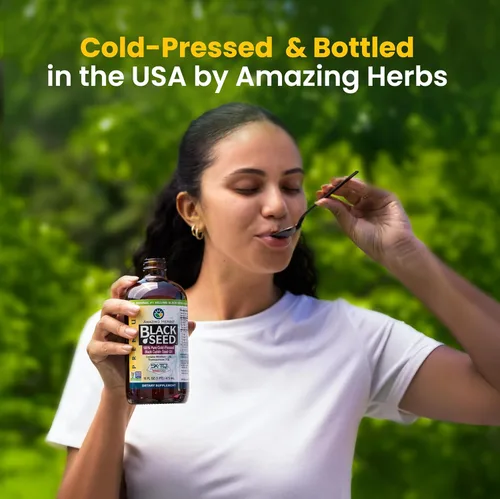 Miniatura 5 de Amazing Herbs Aceite de semilla negra de alta calidad, sin gluten, sin OMG, prensado en frío, Nigella sativa ayuda a la salud digestiva, apoyo