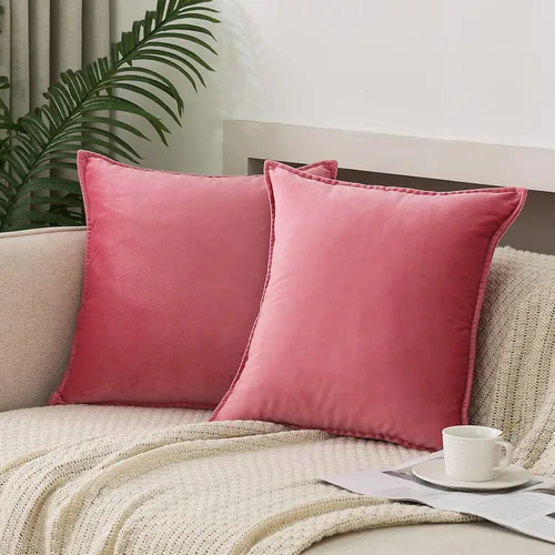 Miniatura 27 de JIAHANNHA Fundas de Almohadas Decorativas de Terciopelo Morado Paquete de 2 Primavera Decorativas Suaves para Sofá Cama Sala de Estar Oficina 18×18