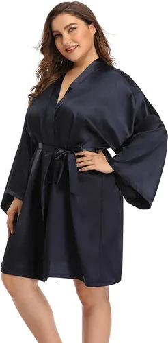 Miniatura 5 de Batas de satén para mujer talla grande bata floral para boda fiesta kimono ropa de dormir