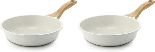 Miniatura 19 de SENSARTE Sartén antiadherente de cerámica de 8 pulgadas, sartén saludable no tóxica, sartén para tortilla compatible con inducción con mango Blanco
