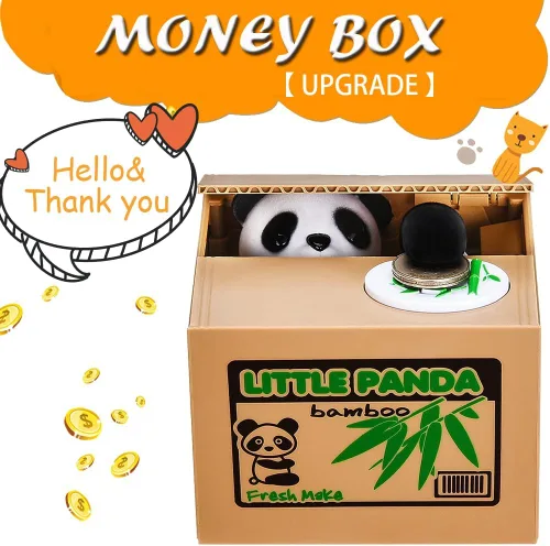 Miniatura 3 de HmiL-U Alcancía Panda que Roba Dinero, Alcancía para Niños, Banco de Monedas para Ahorrar Dinero, Robo Automático de Dinero con Voz en Inglés