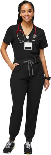 Miniatura 7 de FIGS Zamora - Pantalones quirúrgicos de cintura alta para mujer, ajuste delgado, 6 bolsillos, cintura alta, pantalones de yoga para mujer