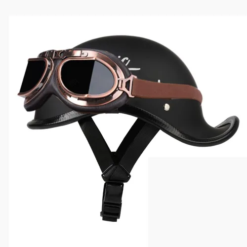 Miniatura 14 de Medio casco de motocicleta vintage, aprobado por el DOT, para adultos, casco convertible vintage para scooters, ciclomotores, cascos de motocicleta