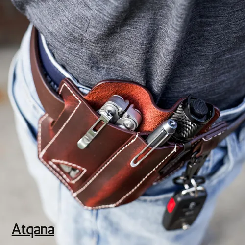 Miniatura 6 de Funda multiherramienta para cinturón (cuero de primera calidad) - Organizador de bolsillo EDC Funda Leatherman Bolsa multiherramienta de cuero