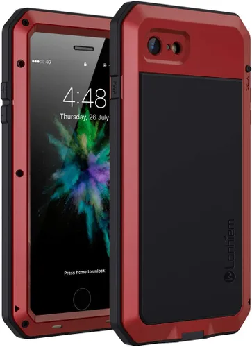 Miniatura 20 de Lanhiem Funda para iPhone 7 Plus/8 Plus, resistente a los golpes, [Tough Armour], funda de metal con protector de pantalla integrado, funda Negro