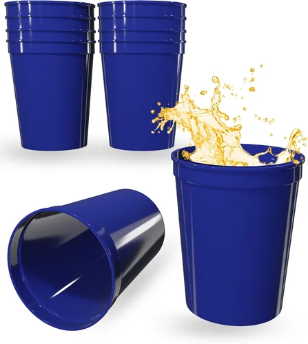 Miniatura 91 de PartyPrints Paquete de 100 vasos de plástico en blanco reutilizables de 10 a 12 onzas, vasos de estadio a granel, sin BPA, aptos para lavavajillas