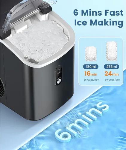 Miniatura 3 de COWSAR - Máquina de hielo para encimera de pepitas, máquina de hielo de guijarro con hielo masticable suave, 34 libras/24 horas, autolimpieza