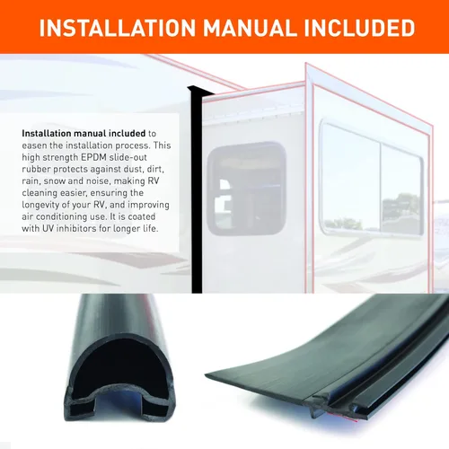 Miniatura 5 de Combo de gomas negras deslizables para caravanas 018-312-EKD y 018-341 EK Limpiaparabrisas D-Seal de 1 x 15/16 x 35 pies y base de sello de 1/2
