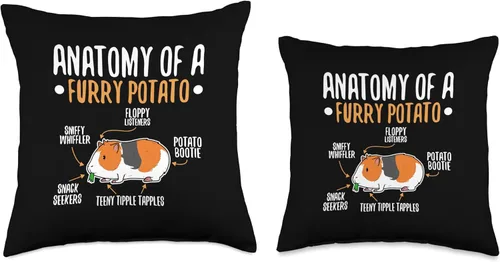 Miniatura 3 de Funny guinea pig furry potato real anatomy Anatomy of A Furry Potato - Almohada de patata, 16 x 16 pulgadas, multicolor