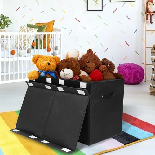 Miniatura 2 de popoly Cofre grande de juguetes de 33 galones con tapa, organizador plegable de almacenamiento de juguetes con divisor extraíble, 25 x 13 x 16