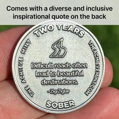 Miniatura 5 de The Achieve Mint Ficha de 2 años de sobriedad Chip de sobriedad de dos años Medalla no religiosa no AA, para mujeres y hombres que celebran
