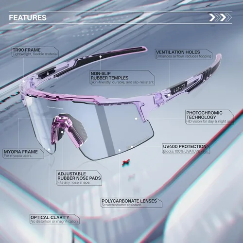 Miniatura 3 de KAPVOE Gafas de sol de ciclismo fotocromáticas para bicicleta de montaña, transparentes, MTB en bicicleta, equitación, béisbol, correr, golf, para 09