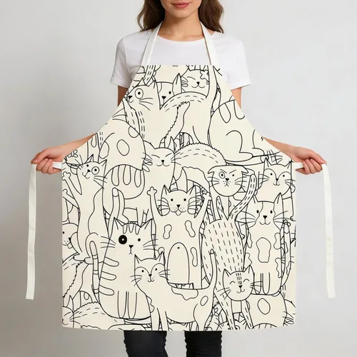 Miniatura 5 de Delantal de gato lindo delantal de cocina para mujeres y hombres, delantales divertidos para cocinar, hornear, pintura, jardinería y fiesta