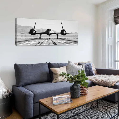 Miniatura 4 de KLVOS Arte de pared en blanco y negro, gran avión, impresión sobre lienzo para habitación de niños, decoración del hogar y la oficina, obra de arte