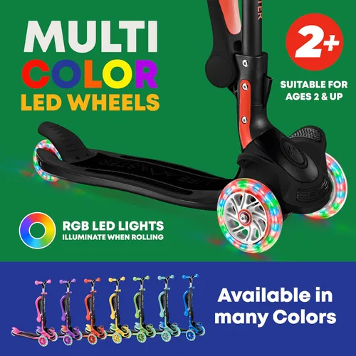 Miniatura 6 de Scooter de 3 ruedas para niños con asiento plegable, altura ajustable del manubrio, juguete de paseo inclinado para conducir para niños a partir
