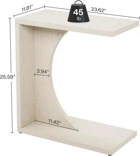 Miniatura 2 de Tribesigns - Mesa auxiliar en forma de C para sofá, mesa lateral para sofá, mesa en forma de C para espacios pequeños, sala de estar, dormitorio