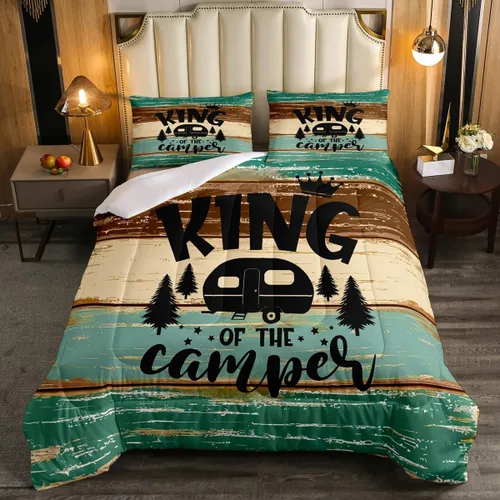 Miniatura 2 de Juego de edredón de camper tamaño matrimonial, edredón acolchado para adolescentes y niños, juego de ropa de cama rústica de granja para niños