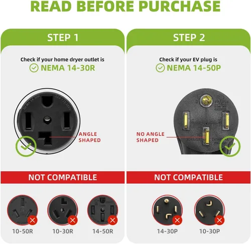 Miniatura 5 de Cable adaptador de cargador NEMA 14-30P a 14-50R EV, 125V/250V 30 Amp 4 clavijas de salida de secadora a 50 Amp EV/RV adaptador de conversión