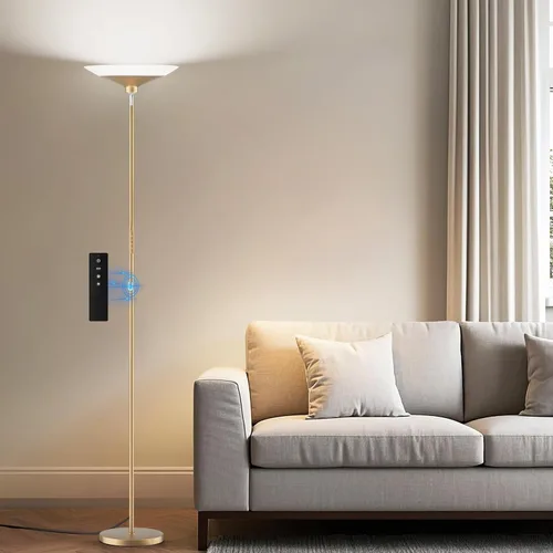 Miniatura 13 de SIBRILLE Torchiere - Lámpara de pie LED de 72 pulgadas de alto con control remoto/botón, 1800 lm, 3000-6500 K, 30 W regulable moderna lámpara
