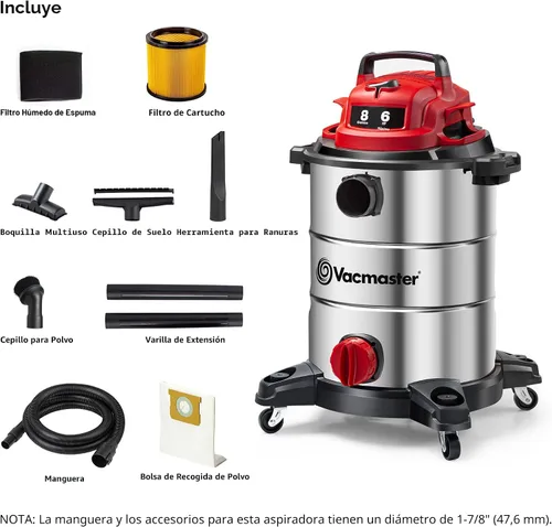 Miniatura 2 de Vacmaster Aspiradora húmeda/seca de acero inoxidable de 5 galones* 4 HP de pico - VOC508S 1101