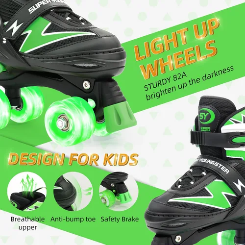 Miniatura 6 de SUPER YOUNGSTER Patines ajustables para niños, patines para niños de 5 a 8 años, patines para niñas de 8 a 12 años con ruedas iluminadas, patines