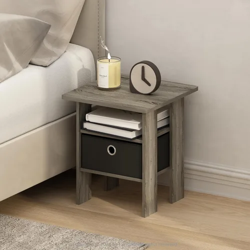 Miniatura 19 de Mesa de noche con cajón Furinno, Madera Roble francés