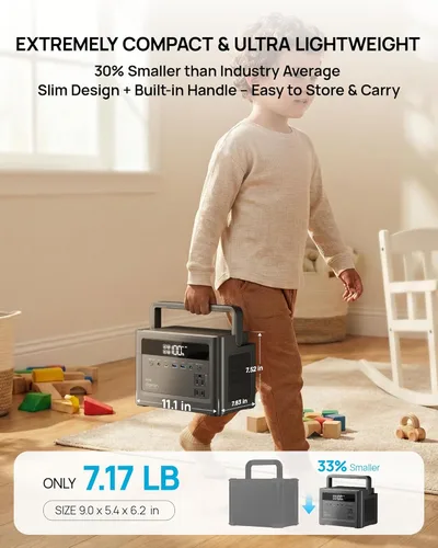 Miniatura 4 de Estación de energía portátil 2026 de 700 W, batería de reserva LiFePO4 de 288 Wh, banco de energía con salida de CA 350 W/110 V, generador solar